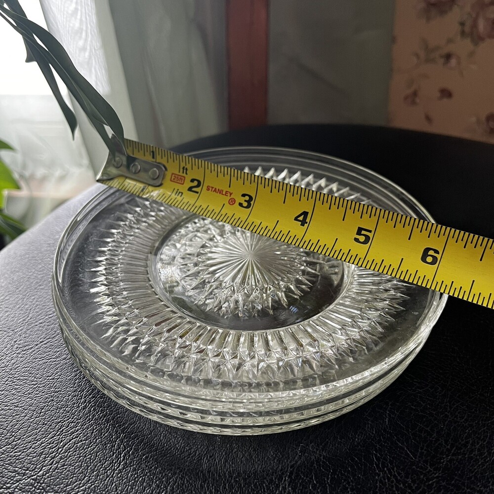VTG 40s Jeannette Depression Glass Crystal Anniversary Bread Butter 6.25” Plates